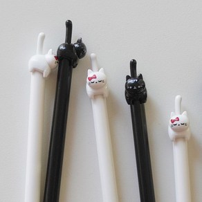 0.7mm 귀여운 냥냥이 고양이 움직이는 꼬리 공부 필기 볼펜 2옵션[0.7mm Cute Kitty Tail Push Ball Pen 2 Options], 리본냥이(White)