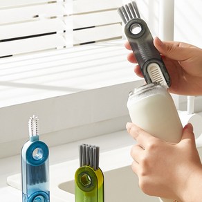 감성리빙 텀블러 틈새 360도 회전 세척솔 3in1, 1세트, 블랙+블루+그린