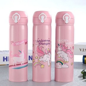 텀블러 보온병 원터치 유니콘 물병 핑크 500ml N953, 색상