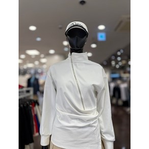 5F [신사] 파사디 골프 여성 사선지퍼 골프 집업 티셔츠 일상용 골프룩 [블랙 화이트] P24STP103M