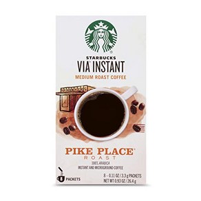 Stabucks VIA Instant Coffee Medium Roast Packets 스타벅스 VIA 인스턴트 커피 미디엄 로스트 패킷 — 파이크 플레이스 로스트 — 1박스(, 72.57g, 1개