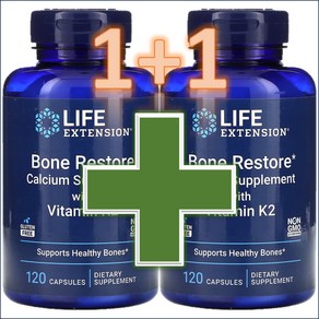 [1+1] 라이프익스텐션 life extension 비타민k2 함유 본 리스토어 Bone Restoe 120캡슐 약들약 고약사 / 해외직구 미국정품, 2개, 120회분