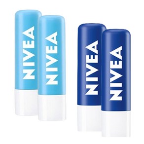 NIVEA Classic 니베아 모이스춰 + 에센셜 (우리의 친구) 립밤 세트, 4.8g, 4개, 모이스춰케어(2개)+에센셜케어(2개)