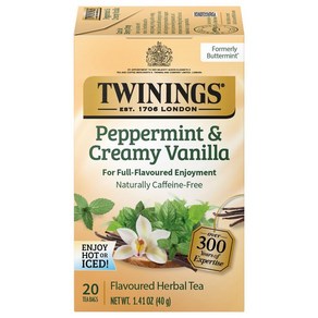 Twinings of London Tea Hebal Peppemint & Ceamy 트와이닝스 오브 런던 티 허브 페퍼민트 & 크리미 바닐라 카페인 프리 페퍼민트 티 블렌, 1개