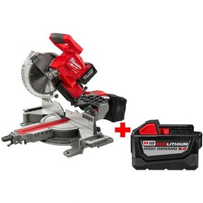 Milwaukee M18 18볼트 연료 리튬 이온 브러시리스 무선 10인치 듀얼 베벨 슬라이딩 컴파운드 마이터 쏘 키트(무료 9AH 배터리 포함)  목공 작업장이나 기계 공장을, 1개