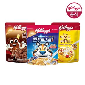 켈로그 시리얼3종 (오곡첵스초코340g+콘푸로스트300g+아몬드푸레이크300g), 1세트