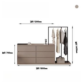굿즈컴바인 스토어 일체형 수납장 옷걸이, B. 카키 6단 서랍장 + 옷걸이