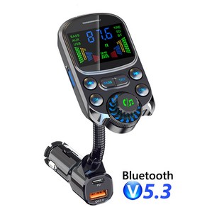 YIZHOOD 자동차 FM 송신기 블루투스 5.3 핸즈프리 차량용 키트 베이스 3.5mm AUX 오디오 수신기 QC3.0 PD 30W 고속 충전 Mp3 플레이어, 중국, 검은색, 검은색