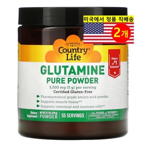 County Life 컨트리 라이프 순수 글루타민 파우더 L-Glutamine 5000mg, 2개, 275g