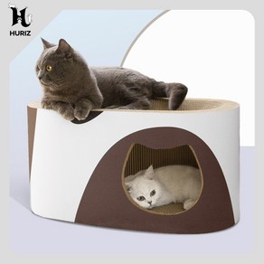 [휴라이즈] 펫사랑 양방형 고양이 멀티터널 스크레쳐 초코 숨숨집 HR-CS013, 1개