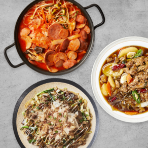 [쿡솜씨][아이들캠핑세트]안동찜닭+우삼겹야끼소바+햄가득부대찌개 밀키트 5인분, 1개