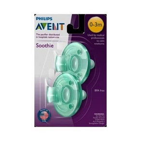 Philips AVENT Soothie Pacifie Geen 0-3 Months 2 Count 필립스 AVENT Soothie 젖꼭지 녹색 0-3개월 2개