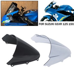 안전 스즈키 GSX R125 R150 GSXR 125 150 - 용 플라이 스크린 더블 버블 윈드 디플렉터 투어링 바이크 오토바이 실드 프로텍터, [01] Black, 1개