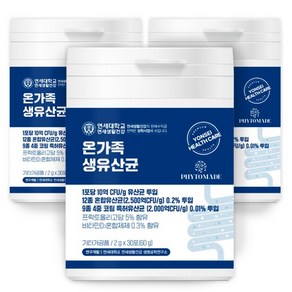 연세생활건강 연세 헬스케어 온가족 생유산균 3통 (2g x 30포) 파이토메이드, 3개, 60g