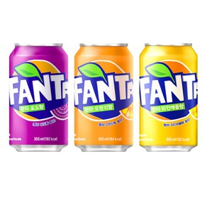 환타 355ml 파인애플 8캔+오렌지캔8캔+포도8캔(총24캔), 24개