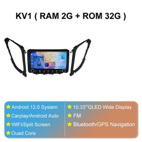 10.33 인치 와이드 QLED 안드로이드 자동차 라디오 현대 아제라 그랜저 HG 2013 2015 멀티미디어 GPS 네비게이션 오토라디오 비디오 헤드 유닛, 없음, 1) 2G 32G