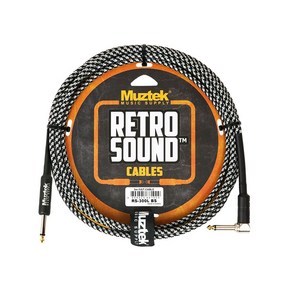 (케이블) Muztek RETRO SOUND Cable 3m Angle Black/Silve (RS-300L BS) /PLUG 1자+ㄱ자/ 레트로 사운드 악기케이블 잭선, 단품, 1개