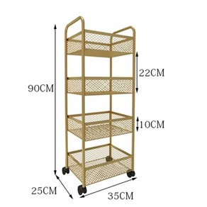 미용실 미니 왜건 골드 음식점 주방 가정용 무빙 카페 철제 이동식 웨건 카트 트롤리, 금색, 4단
