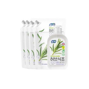 참그린 허브식초 주방세제 450ml 용기 x 1 + 900ml 리필 4 코스트코 이케아 도매 생활 용품 청소, 참그린 허브식초 주방세제 450ml 용기 x 1 + 9