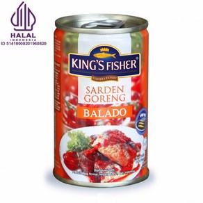 kings fishe saden goeng balado 킹스피셔 정어리통조림 halal 할랄식품, 155g, 12개