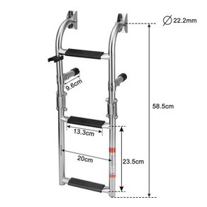 보트 요트 사다리 악세서리 마린 3단계 접이식 스테인레스 미끄럼방지 고무 그립