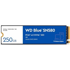 Westen Digital 1TB WD Blue SN580 NVMe 내장 솔리드 스테이트 드라이브 SSD Gen4 x4 PCIe 16Gbs M.2280 최대 4150MBs W, 250GB, 1개