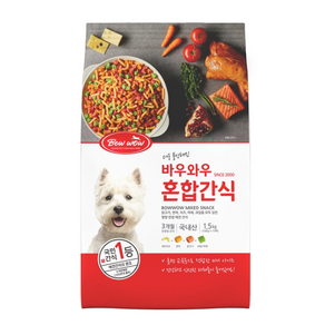 산들에바람 바우와우 애견용 혼합간식 1.5kg 대용량 (100G X 15개) 노즈워크용 훈련용 간식 코스트코 애견간식, 15개, 100g