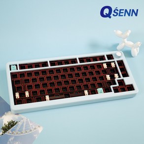 QSENN A75 풀알루미늄 가스켓 유무선 기계식 키보드 베어본 크림치즈, 제조사축, A75 베어본, 블루퍼플