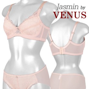 VENUS JASMIN 여성속옷 파워넷 광폭날개 레이스 부직포몰드 풀컵 노와이어 브라팬티 빅사이즈 201254P