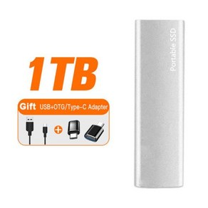 최장하드 휴대용 외장 HD 1TB 하드 500GB 2TB 메모리 USB 3.1 고속 플래시 노트북 PC 맥 휴대폰용, Silve 1TB, 25) Silve 1TB