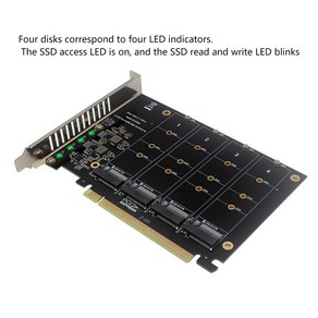 PCIE to NVME 키 타입 SSD PCIE16X 확장 카드 어댑터 차량 4 베이 M2 M, [01] Black, 01 Black