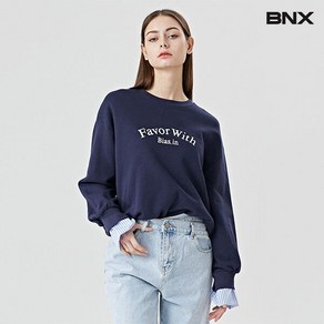 비엔엑스 라운드넥 자수 소매 레이어드 티셔츠 BV1TS001L0