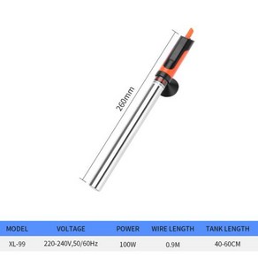 어항온도조절기 스테인리스 스틸 수중 수족관 어항 자동 항온 가열 로드 어항용 에너지 절약 히터, 100W _AU Plug, 1개