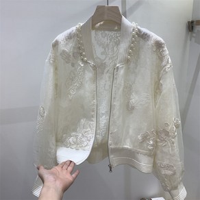 [라비에] 비즈 자수 오간자 블루종 점퍼