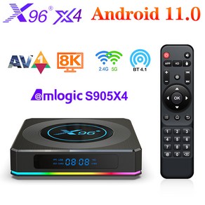 X96 X4 안드로이드 TV 박스 안드로이드 11 Amlogic S905X4 1000M LAN 8K UHD 스트리밍 미디어 플레이어 32GB TV 셋톱 박스 64GB 지원, 4GB/32GB, 1개