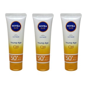 NIVEA 니베아 선 영 에이지 페이스 선크림 50mlx3개 SPF50+ PA++++ 건성및일반피부용(유통기한 2025.07), 50ml, 3개