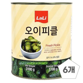 1박스) 라리 업소용 대용량 오이피클 슬라이스 3.1kg x 6개입, 6개