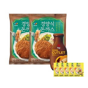 올따옴 추천 CJ 냉동 경양식 돈까스 340g 2개+돈까스소스 255g 1개+ 일회용 겨자소스 5개, 1개