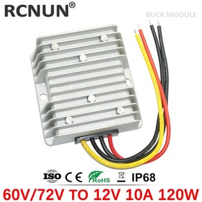 RCNUN DC 스텝 다운 전력 컨버터 자동차 골프 카트용 벅 전압 조정기 60V 72V 12V 10A 20A 3090V 120W 240W