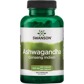 Swanson 스완슨 아슈와간다 파우더 뿌리항공 부품 에너지 자연적인 아유르베딕 각 450mg, 100정, 1개