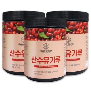 헬로우그린 헬로우 그린 국산 국내산 구례 산수유 분말 가루 300g, 3개