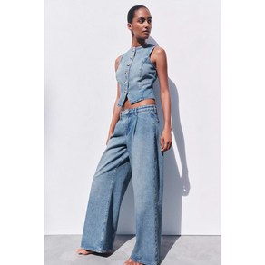 ZARA 자라 핀턱 하이라이즈 와이드 진 & 데님 베스트 9942/051 9942051