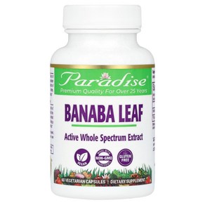 Paradise Herbs 파라스 허브 Banaba Leaf 60 Vegetarian Capsules