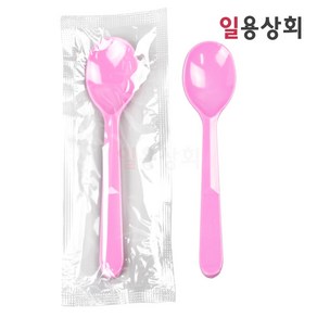 [ILYONG] 일회용 빙수 아이스크림 스푼 CI 대 120mm 완전 개별포장 낱개포장 2000개 분홍