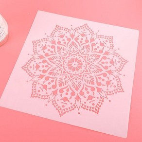 스텐실 도안 30x30cm Big Geomety mandala Round DIY Layeing Stencils Wall Painting Scapbook Coloing Emb, A, 1개