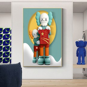 카우스 액자 KAWS 팝아트 인테리어, 골드 프레임  알루미늄 합금 금속 프레임, 유형 P