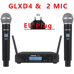 정품 슈어 GLXD4 무선 마이크 2 채널 UHF 640 690MHz 전문 공연 라이브 방송 핸드헬드, EU GLXD4 2 Mic