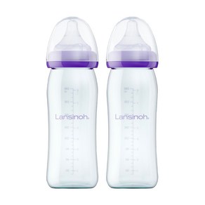 [당일출고] 란시노 아기 유리 젖병, 퍼플, 240ml, 2개
