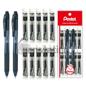 Pentel 에너겔 X 0.5mm 0.7mm 볼펜/리필 세트, BL107 0.7mm 흑색2개+리필 흑색10개 세트