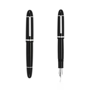 JinHao X159 아크릴 블랙 만년필 메탈 클립 익스텐디드 파인 펜촉 F 0.5mm, [01] BLACK SLIVER CLIP, 01 EF